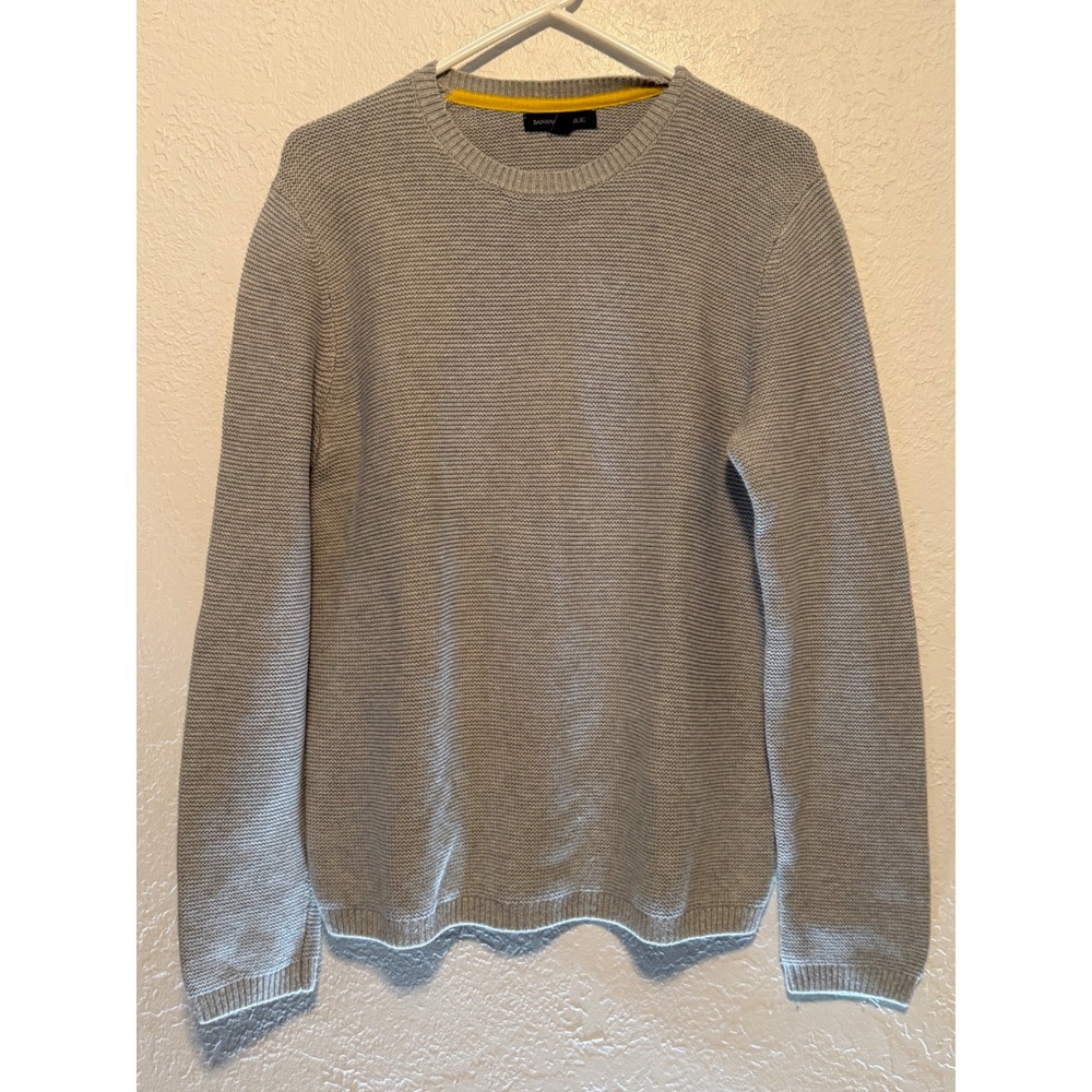 Banana Republic Mens Grey Textured Knit Crewneck Sweater Size M